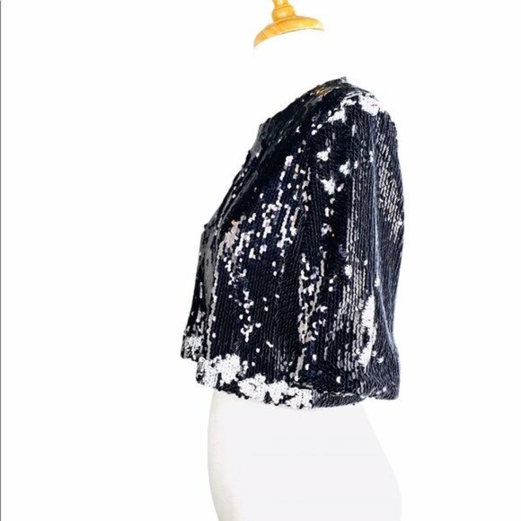 Lucy Paris Crop Top Reversible Sequins Black and White Party Top Size S NWOT - Picture 8 of 13